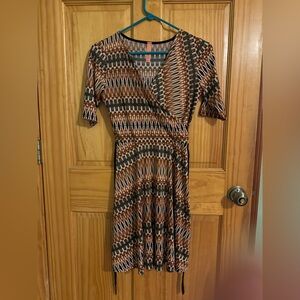 Gill I USA Patterned Wrap Dress Tie Waist | Size S